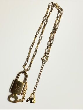 Authentic Louis Vuitton Brass Padlock and Key #303 put on a chain